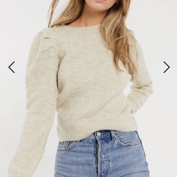 New Look puff sleeve jumper in oatmeal - Picture 1 of 2